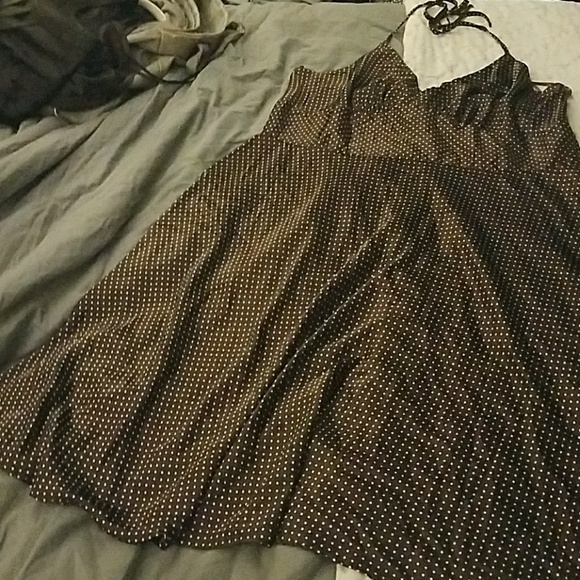 Brown and White Polkadot Halter Dress - Picture 2 of 6